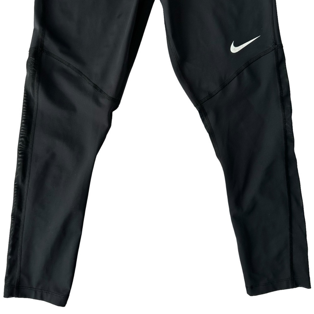 NIKE WOMENS DRI-FIT BLACK MID-RISE 7/8 MESH-PANELLED LEGGINGS IN SIZE US S - Picture 10 of 16